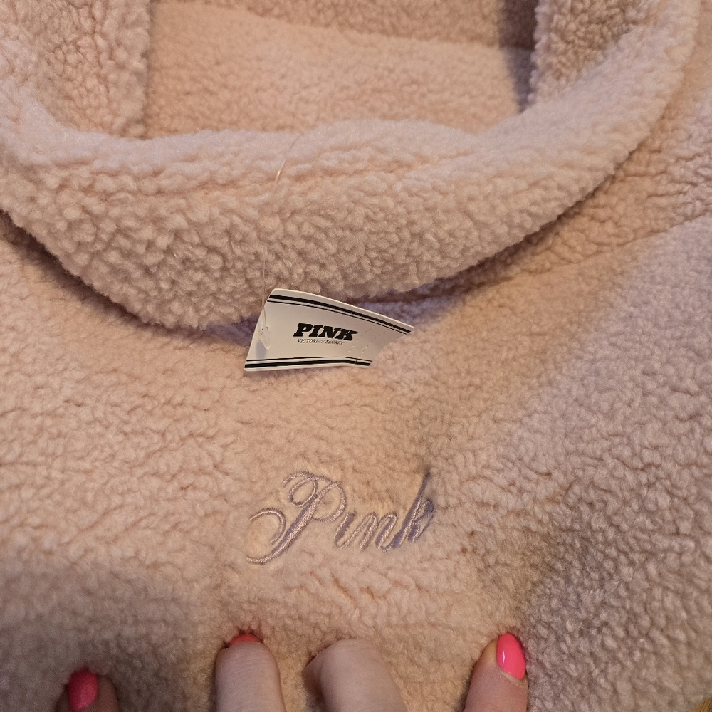 Victorias Secret Blush Pink Tote Bag Fuzy Sherpa Shopper Handbag Baby Pink New - Picture 9 of 11
